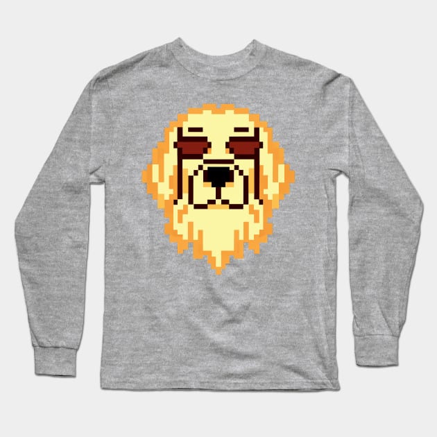 Hipster Golden Retriever Pixel Art Dog Lover Retro Long Sleeve T-Shirt by BetterManufaktur